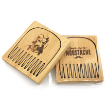 vente chaude boîte de bois de pêche naturel emballage logo mini barbe peigne